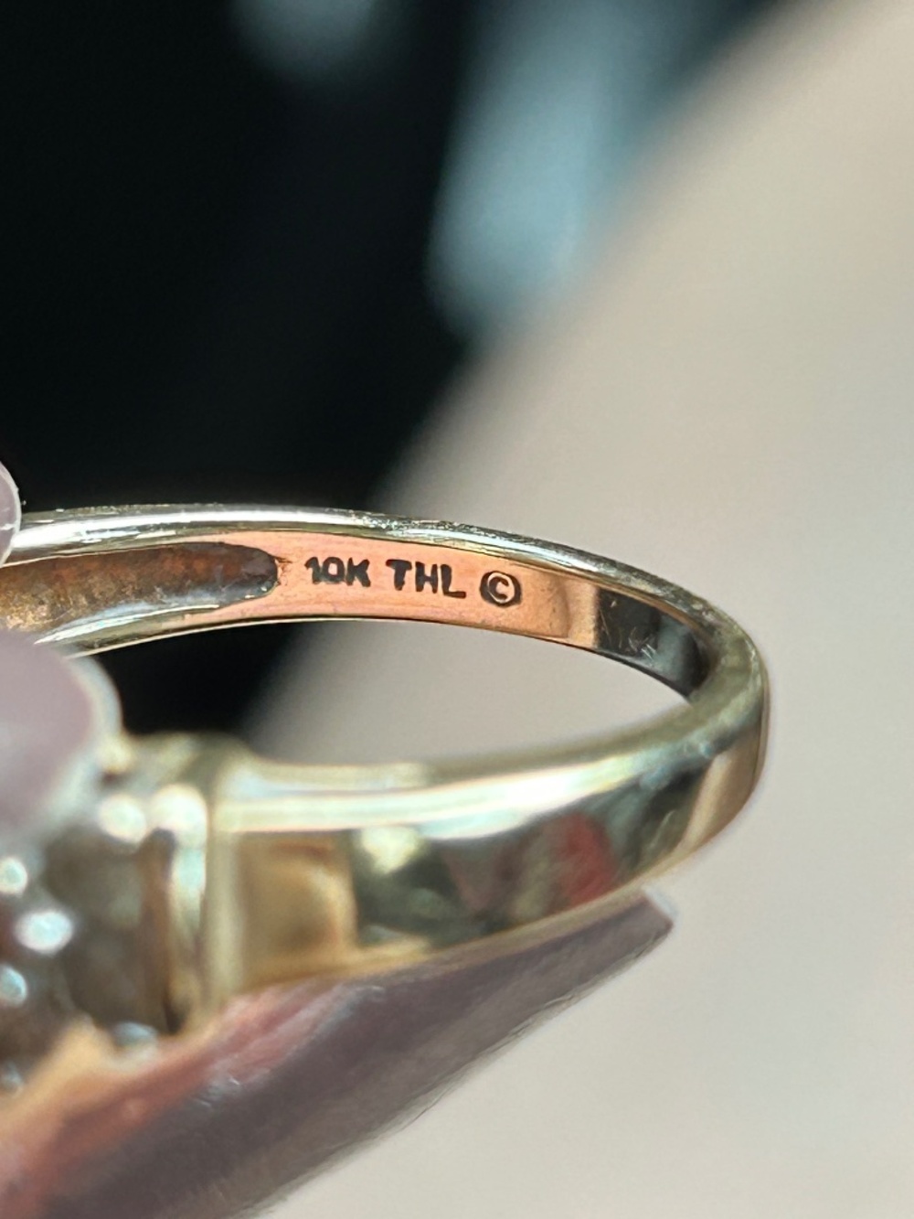 Three stone 10 yellow gold 1 karat vintage ring